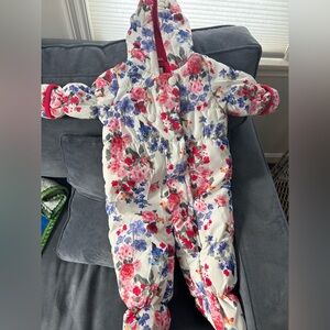 Baby girl snowsuit floral print. 12 month. Very warm